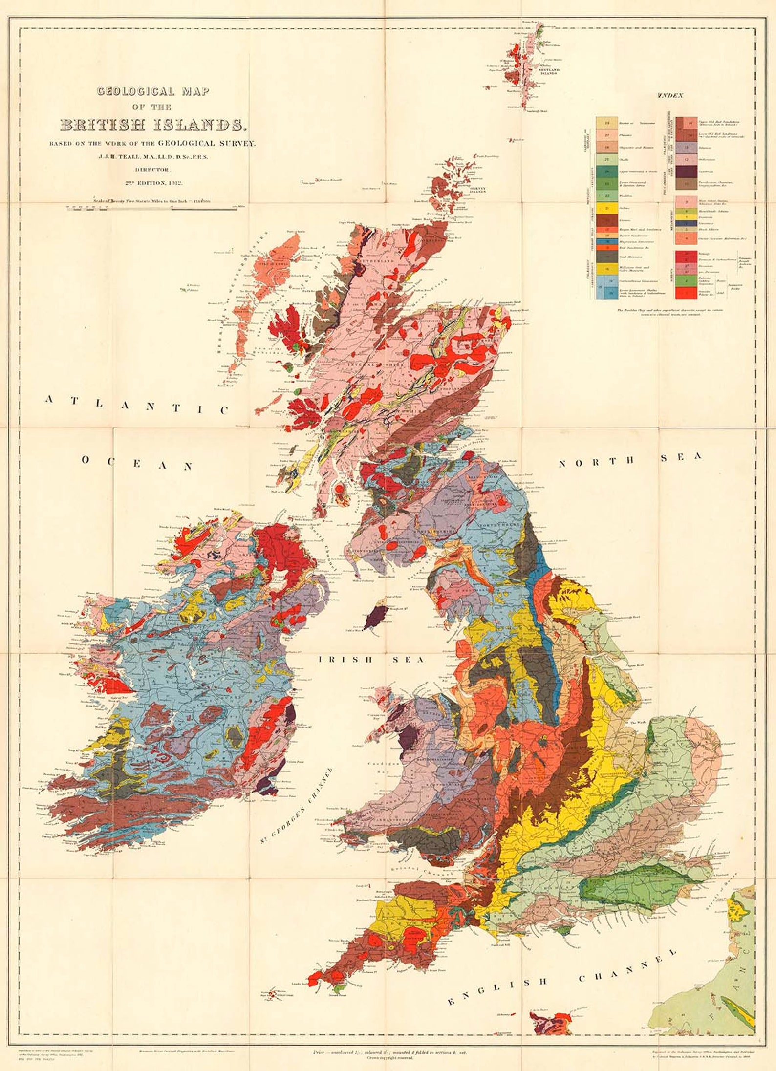 Geological Map of Great Britain and Ireland Geological Map Etsy