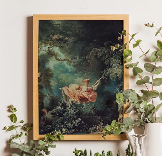 Fragonard The Swing Print: Vintage Rococo Art, Botanical Garden