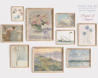 Vintage Neutral Gallery Wall Art Print Set, Farmhouse Decor