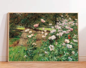 Vintage Floral Garden Print, Country Farmhouse Wall Art