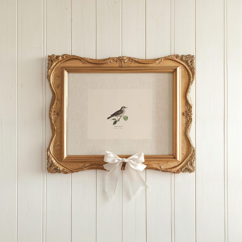 Antique bird prints set of 6, featuring vintage botanical illustrations perfect for a gallery wall. Farmhouse wall art style, ideal canvas art for living room wall decor. Printed and shipped.