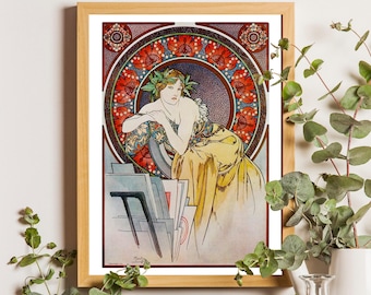 Alphonse Mucha Print, Alphonse Mucha Poster, Art Nouveau Poster, Romantic Decor, Mucha Poster, Vintage 19th Century Art Nouveau Poster Art
