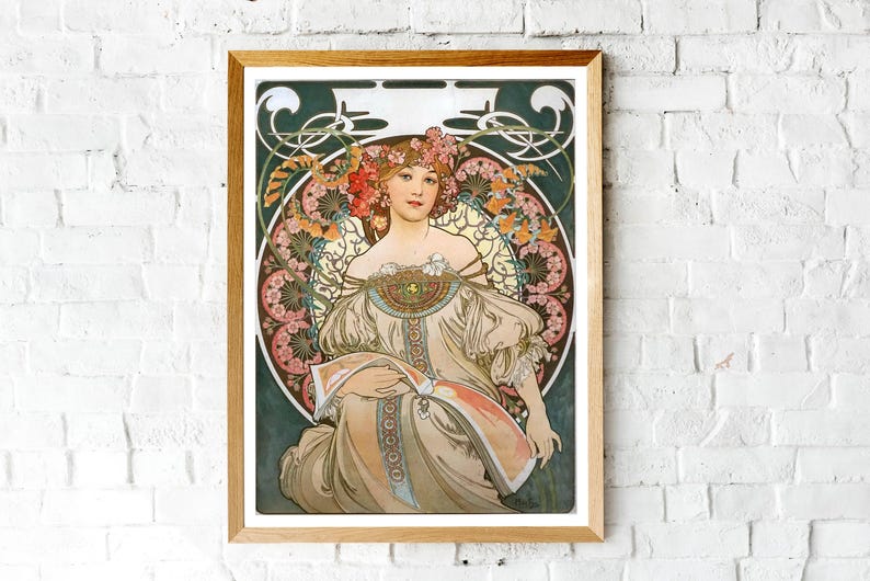 Alphonse Mucha Print, Alphonse Mucha Poster, Bohemian Print, Mucha Wall Art, Art Nouveau Poster, Retro Print, Retro Wall Art, Bohemian decor image 5