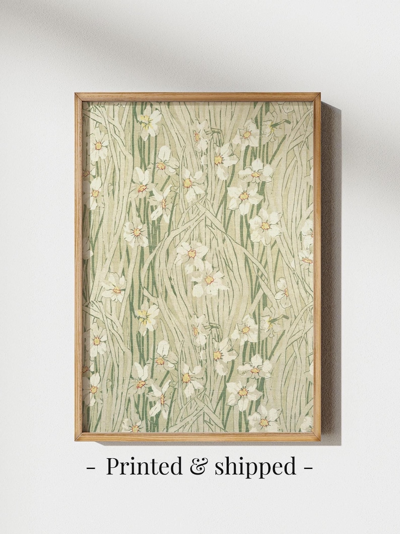 Vintage Floral Print: Sage Green Daisy Botanical Wall Art - Etsy