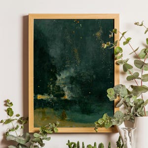 Whistler Nocturne Print, Falling Rocket, Dark Vintage Art zdjęcie 1
