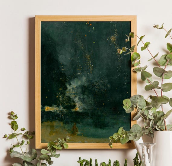 Whistler Nocturne Print, Falling Rocket, Dark Vintage Art