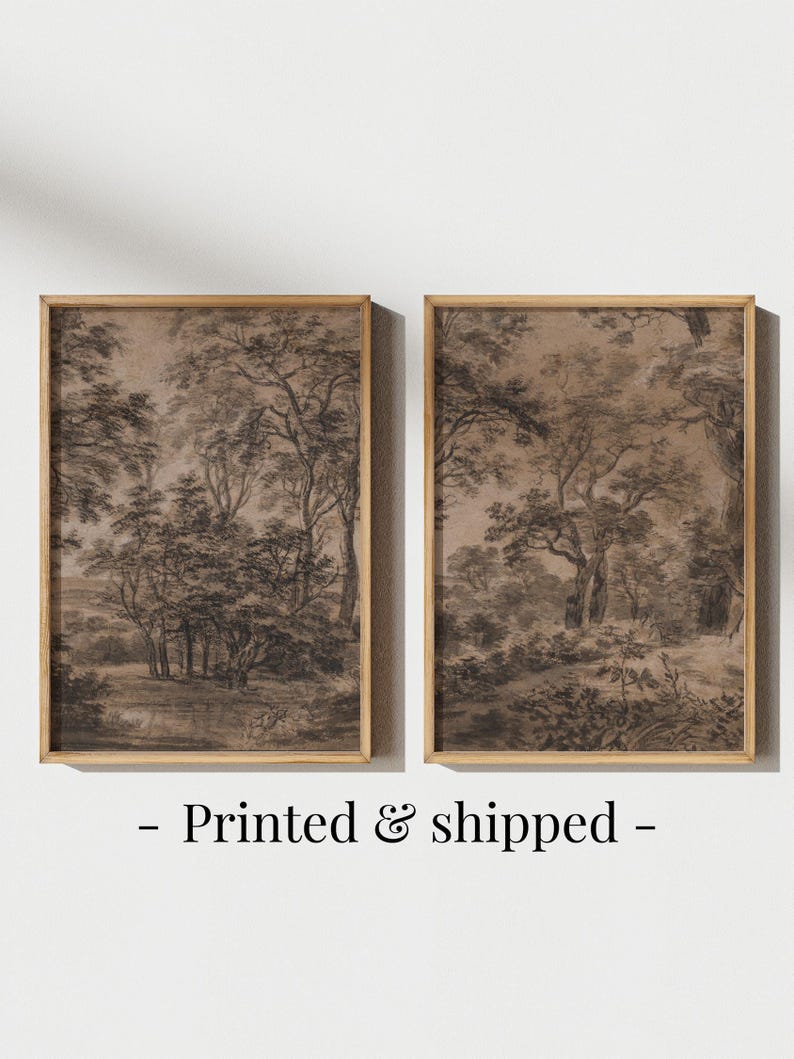 Vintage Woodland Landscape Print SET OF 2: Rustic Cottagecore Decor - Etsy