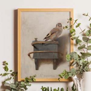Il Cardellino Dipinto Antico Uccello, Decorazione Estetica Vintage, Arte Accademica Leggera, Stampa Antica Uccello, Arte Murale Antica, Stampa Giclée SPEDITA PER POSTA