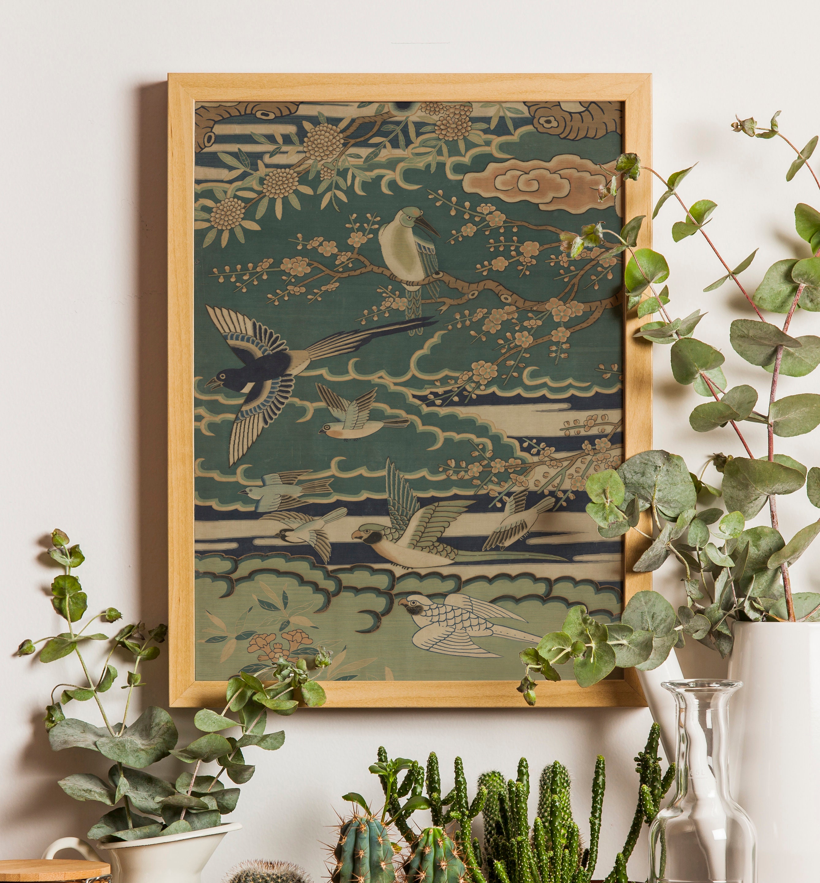 Vintage Chinoiserie Tapestry Set of 2 Prints, Chinoiserie