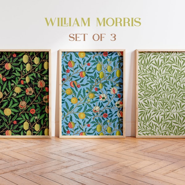 William Morris Set of 3 Prints, Vintage Botanical Prints, Citrus Pattern, Citrus Prints, William Morris Print, Vintage Posters, Fruit Prints