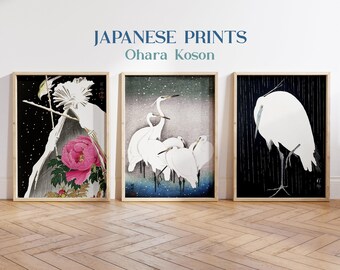 Japanese Prints Set of 3, Ohara Koson Prints, Ohara Koson, Koson Japanese Art, Woodblock Art, Japanese Wall Art, Vintage Japanese Prints
