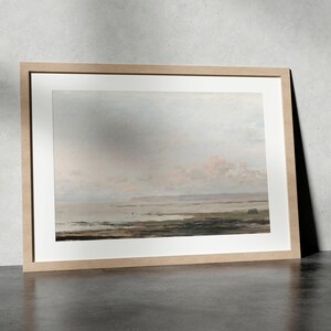 Vintage Seascape Painting: Neutral Coastal Art Print image 3