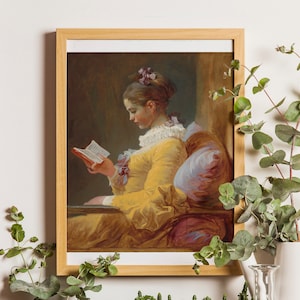 Jean Honore Fragonard, jovem garota lendo livro, retrato de mulher, arte de sala de estar, pintura clássica, arte antiga, arte francesa, ideia de presente