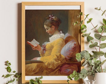 Jean Honore Fragonard Young Girl Reading Book Print, Woman portrait, Living Room art, Classic Painting, Antique Art, French Art, Gift Idea