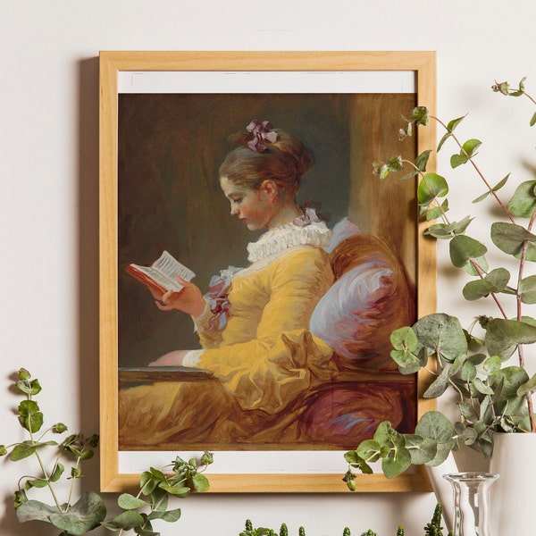 Jean Honore Fragonard Young Girl Reading Book Print, Woman portrait, Living Room art, Classic Painting, Antique Art, French Art, Gift Idea