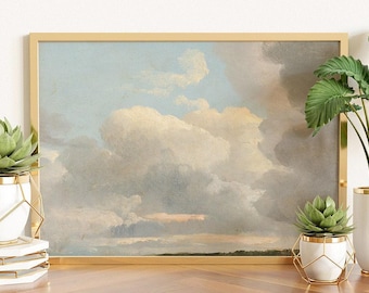 Vintage Cloud Print, Vintage Nursery Wall Decor, Clouds Painting, Nursery Wall Art, Cloud Art, Cloud Print, Vintage Art, Farmhouse Nursery