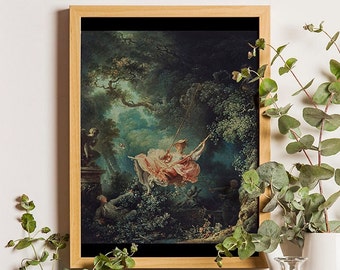 Jean-Honoré Fragonard - The Swing (1767) Print, Romance, Antique Art, French Art, Botanical Garden Illustration, Botanical print, Gift Idea