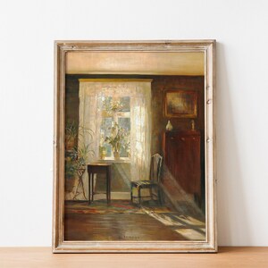 Sunshine in the living room Print, European Prints, European Painting, Vintage Painting, Sunlit, Vintage Style Prints, Antique Painting image 4
