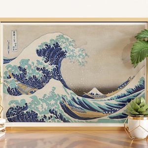 Japanese Art, Hokusai Under the great wave off Kanagawa, 1832, Japanese Vintage Poster, Japanese Decor, Hokusai Poster, Blue print