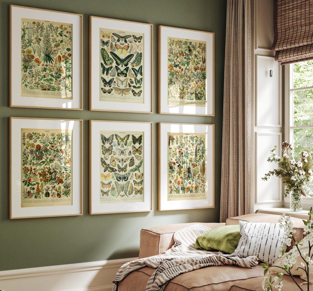 Vintage Botanical Print Set of 6 Prints, Flower Poster, Vintage Gallery ...