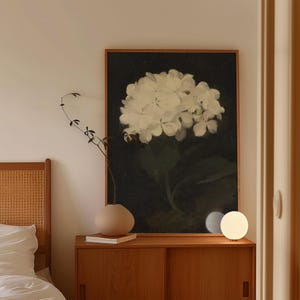 Hydrangea Painting Black White Wall Art Dark Academia Decor Botanical Prints Vintage Wall Art Flower Print Antique Decor Bedroom wall Art