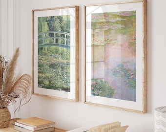 Monet Water Lily Prints Set: Vintage Impressionism Wall Art