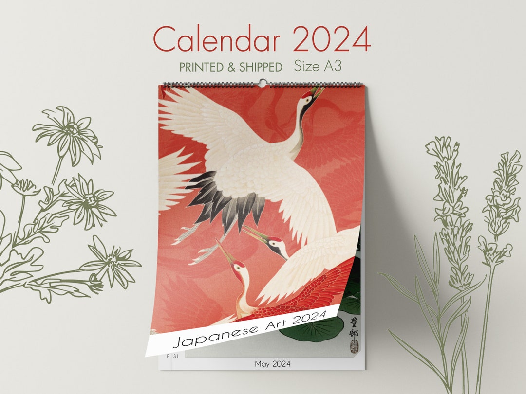 Japanese Art Calendar 2024, Japanese Art Wall Calendar, Monthly Wall