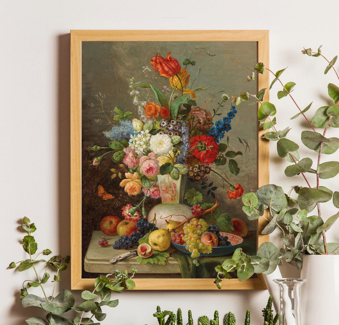 Floral Still Life Print, Vintage Botanical Art, Roses Poster - Etsy