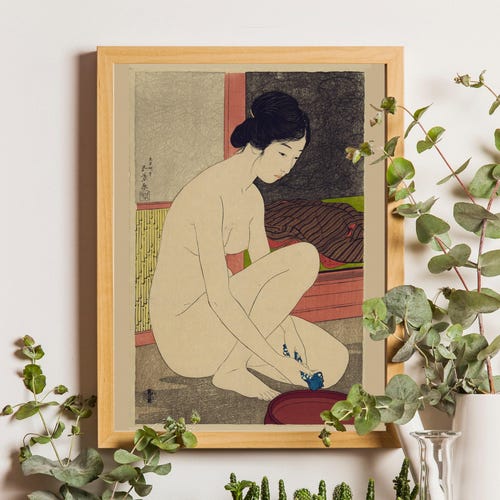 Japanese Art, Woman At Her Bath, Hashiguchi Goyo Print, Ukiyo-e Poster, Japan Wall Art, Japanese Print, Goyo Poster, Goyo Woman, Gift Idea