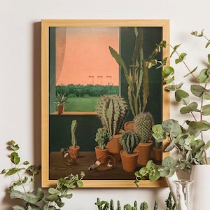Antikes Poster Kaktus Poster Sukkulenten Poster Botanischer Druck Natur Druck Kakteen Sukkulenten Wanddeko Kaktus Kunst Vintage Plakat Kakteenplakat