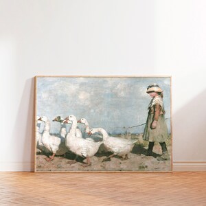 Vintage Geese Print, Farmhouse Nursery Decor, Country Painting image 4