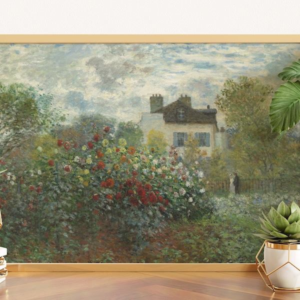 Claude Monet Art Print, The Artist's Garden in Argenteuil, French Country Decor, Vintage Art Print, Farmhouse Decor, Landscape Art Print