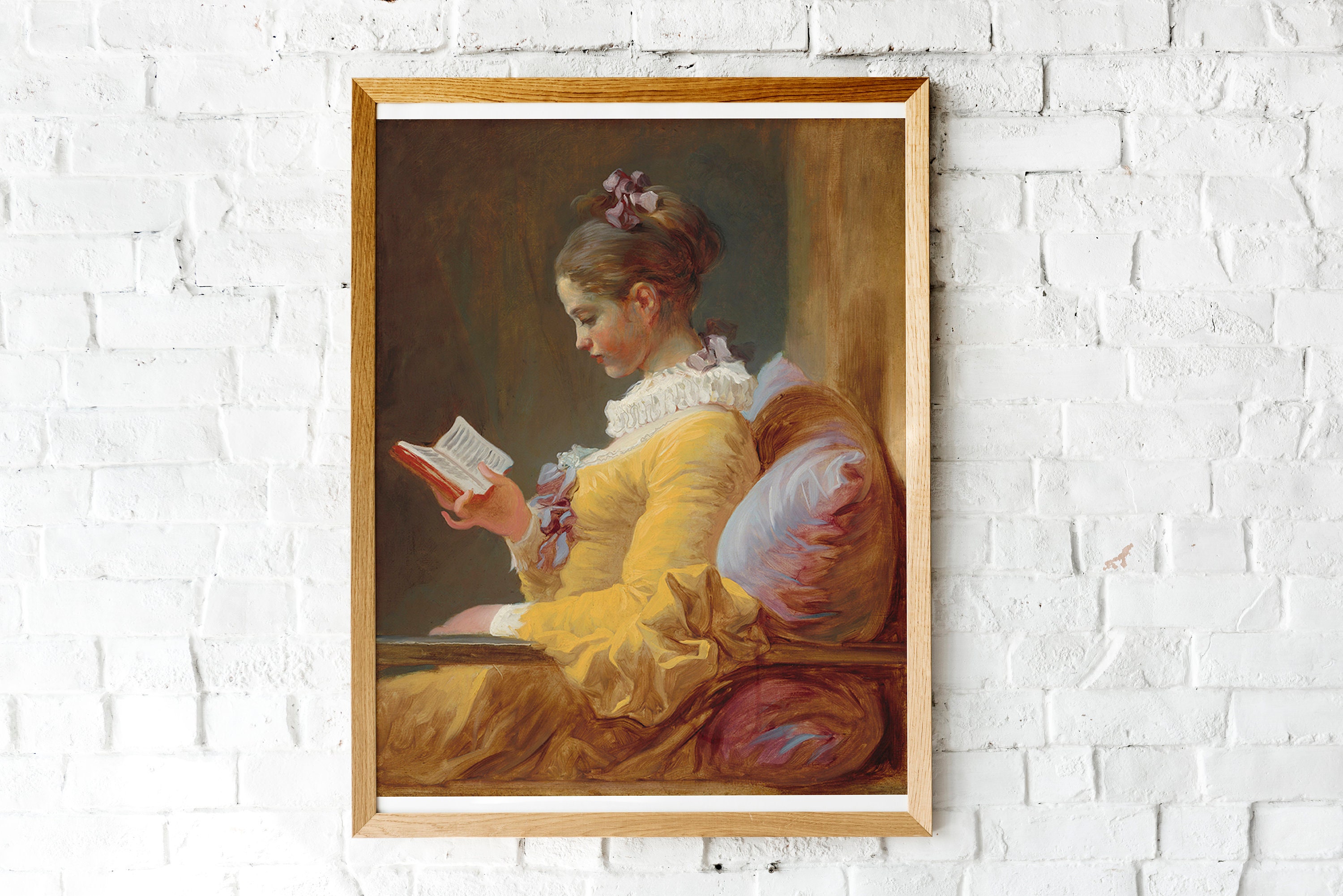ジャン・オノレ・フラゴナール「本を読む少女」の版画、女性の