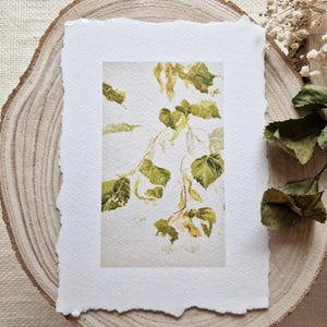 Stampe botaniche ad acquerello con rami d'albero, carta con bordo frastagliato, stampe di foglie, acquerello di foglie 8x10, stampe di foglie d'albero, arte murale spedita