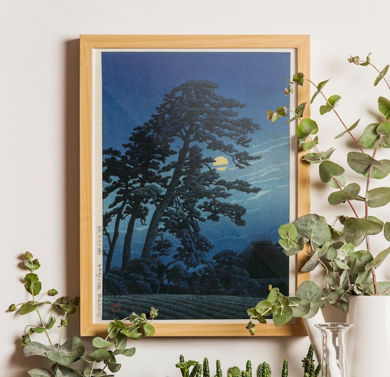 Kawase Hasui Japanese Art Print: Full Moon, Magome Woodblock