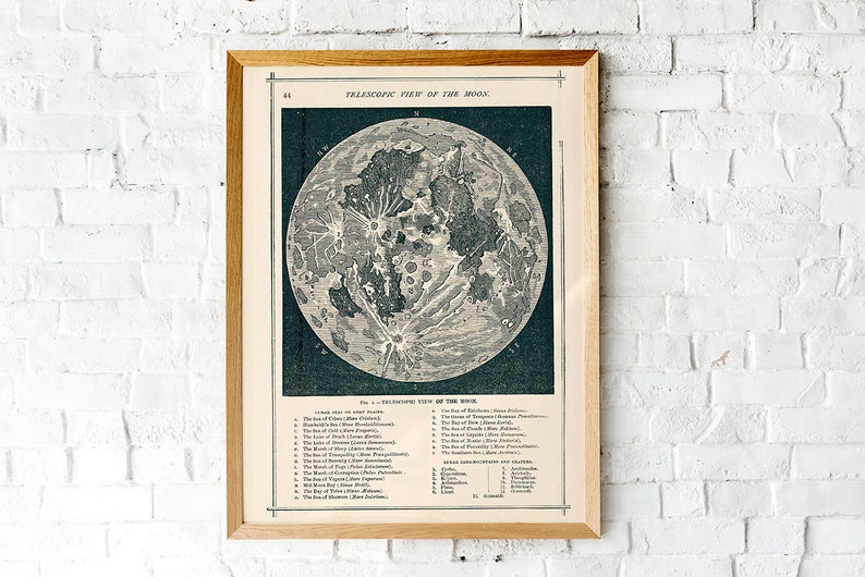 Vintage Moon Map Antique Moon Print Vintage Lunar Map of the - Etsy Canada