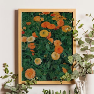 Koloman Moser Marigolds Vintage Art Print: Farmhouse Floral Wall Decor