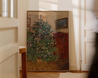 Vintage Christmas Tree Art Print: Holiday Decor, Framed Wall Art