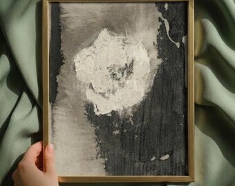 Vintage Botanical Print: Dark Cottagecore Black & White Floral Wall Art