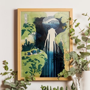 A Journey To The Waterfalls in All the Provinces Amida Waterfall On The Kisokaido Road 1832 - Hokusai Print, Japan Wall Art, Hokusai Poster