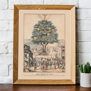 Tree of life art print, Nature wall art, Vintage tree, Antique tree painting, Life, Death, Old book page, antique book page, Tree wall art imagen 4