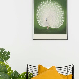 Reprint of Peacock illustration by Ohara Koson.  Different sizes available. Printing on matt paper, canvas or deckle edge fine art paper. Printed and shipped. Beautiful vintage japanese wall art.
