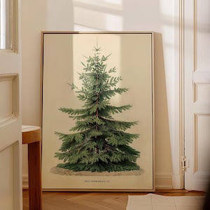 Vintage Pine Tree Print: Moody Holiday Botanical Art