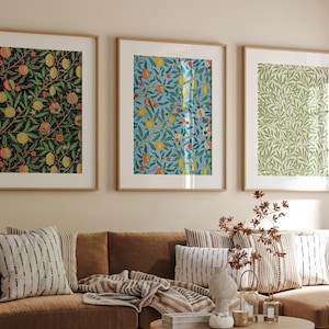 William Morris Citrus Wall Art, Triptych Wall Art, William Morris Print, 3 Piece Wall Art, William Morris Poster, Set of 3 Prints, Art Print
