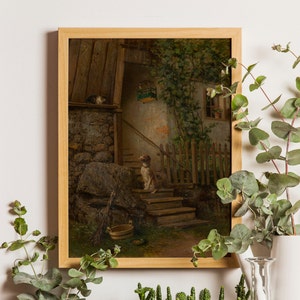 Vintage Dog Art, Animal Painting, Antique Dog Painting, Dog Art Print, Vintage Cat Painting, Vintage Dog Wall Art, Cat Print, Dog Poster