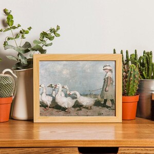 Vintage Geese Print, Farmhouse Nursery Decor, Country Painting image 2