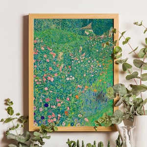 Gustav Klimt Italian Garden Print, Vintage Landscape Art