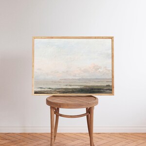 Vintage Seascape Painting: Neutral Coastal Art Print image 2