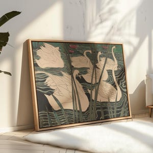 Antique Swan Watercolor Print: Vintage Bird Wall Art