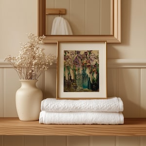 Vintage floral art print reproduction of Frederick Judd Waugh’s 1922 painting Rum Row, featuring an elegant still life arrangement of flowers in classic vases. The artwork showcases soft painterly brushstrokes, muted antique tones, and timeless botanical composition, styled as traditional wall art suitable for living rooms, bedrooms, or vintage-inspired home decor.
